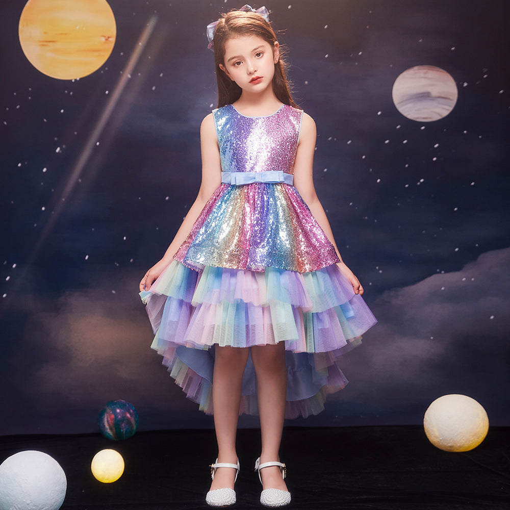 LS6063 Outong Yoliyolei Trailing Tutu Frocks For Girls 2T-14T Princess Girl Party Dress Luxury Puffy Birthday Sequin Dress For Children Girls