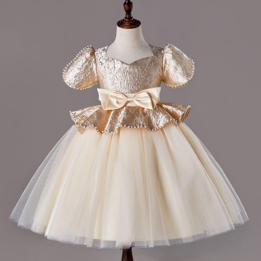 LS6074 Outong Yoliyolei Summer Sequin Big Bow Baby Girl Dress 1st Birthday Party Wedding Dress For Girl Princess Evening Dresses Kid Clothes