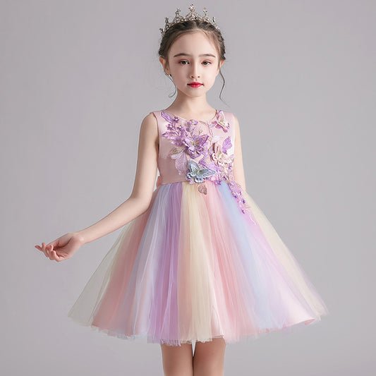 R005 Outong Yoliyolei Korean Style Kid Birthday Dress Wear Flower Girl Wedding Dress Summer Girl Frock Design Pictures For Party