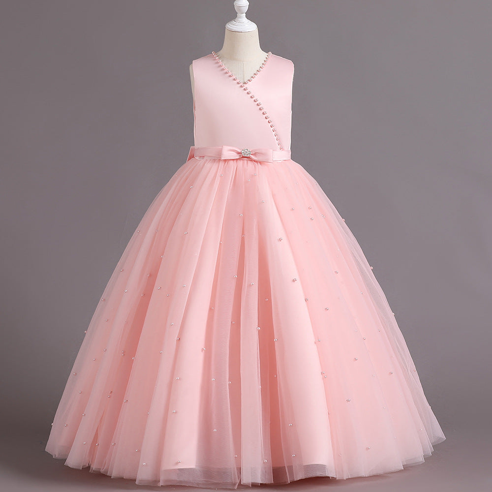 LS6069 Outong Yoliyolei Hot Sell Girls Pink Glitter Tutu Dress Kids Crochet Sparkle Tulle Dress Long Ball Gown Children Birthday Party Costume Princess Dress