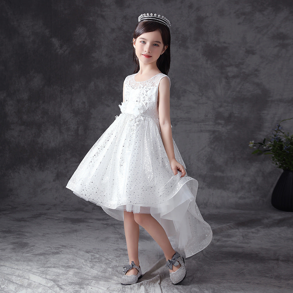 HP178 Outong Yoliyolei Ribbon Baby Girl Dresses Sequin Spangle Elegant Luxury Summer Dress Sleeveless Princess Snow White Evening Dresses For 5 6 7 8 Years Girl