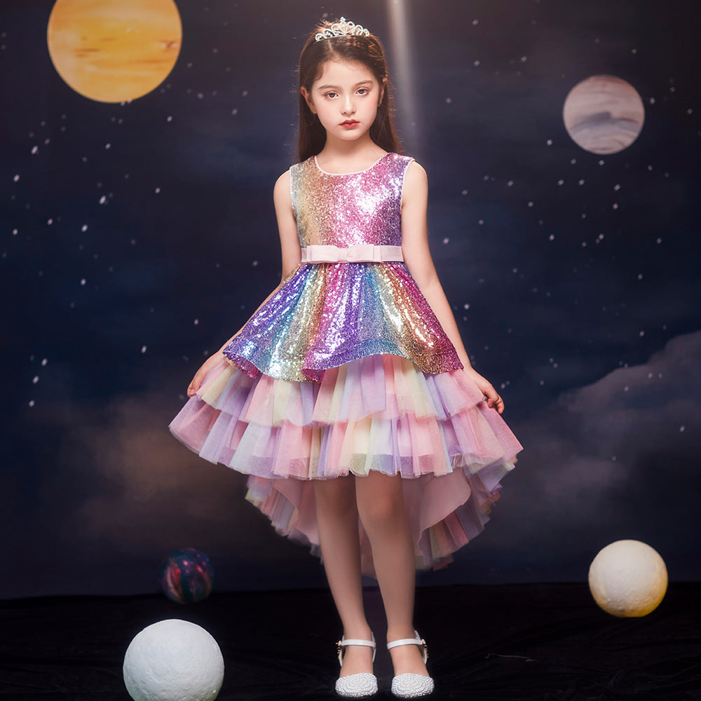 LS6063 Outong Yoliyolei Trailing Tutu Frocks For Girls 2T-14T Princess Girl Party Dress Luxury Puffy Birthday Sequin Dress For Children Girls