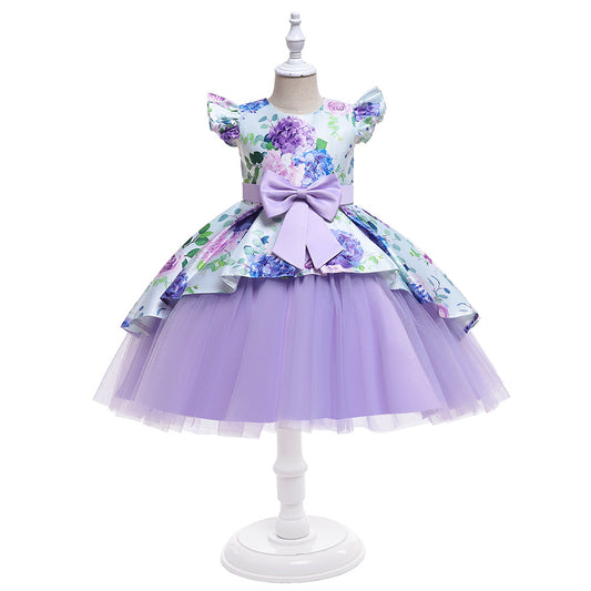 LS8034 Outong Yoliyolei Wholesale Kids Party Princess Dress Mesh Embroidery Top Grade Exquisite Girl Trailing Dresses for Girl 8 Years