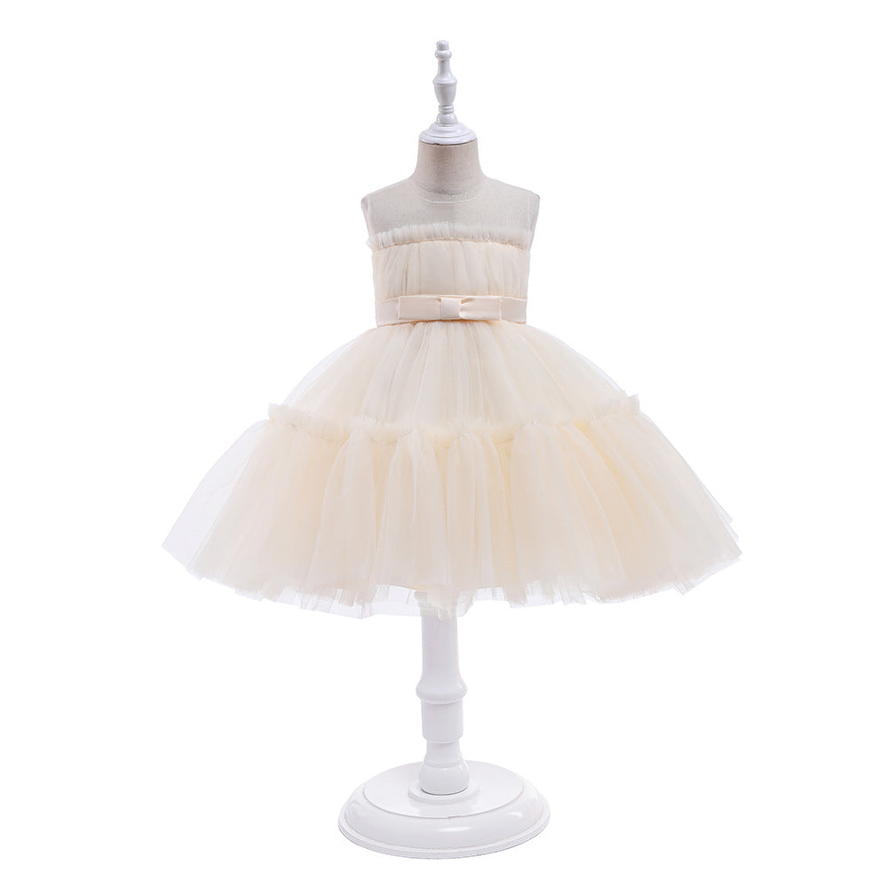 LS6049 Outong Yoliyolei 2-8Y Sleeveless Mesh Princess Dress Tutu Newborn Girl Wedding Party Dress Baby