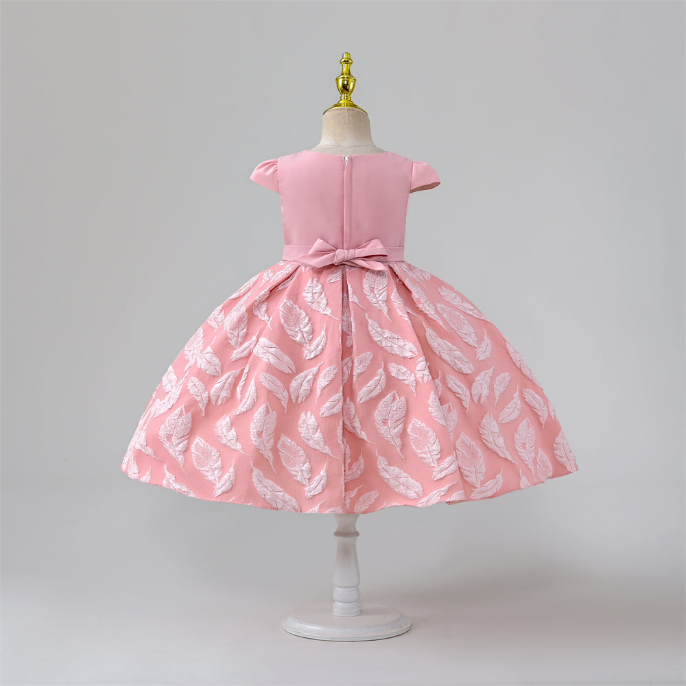 WA0221 Yoliyolei Leafs Fashion kids dresses for girls party Children Mid-calf Appliques Jacket Bag Suit Puffy girl dress 4 to 6 years