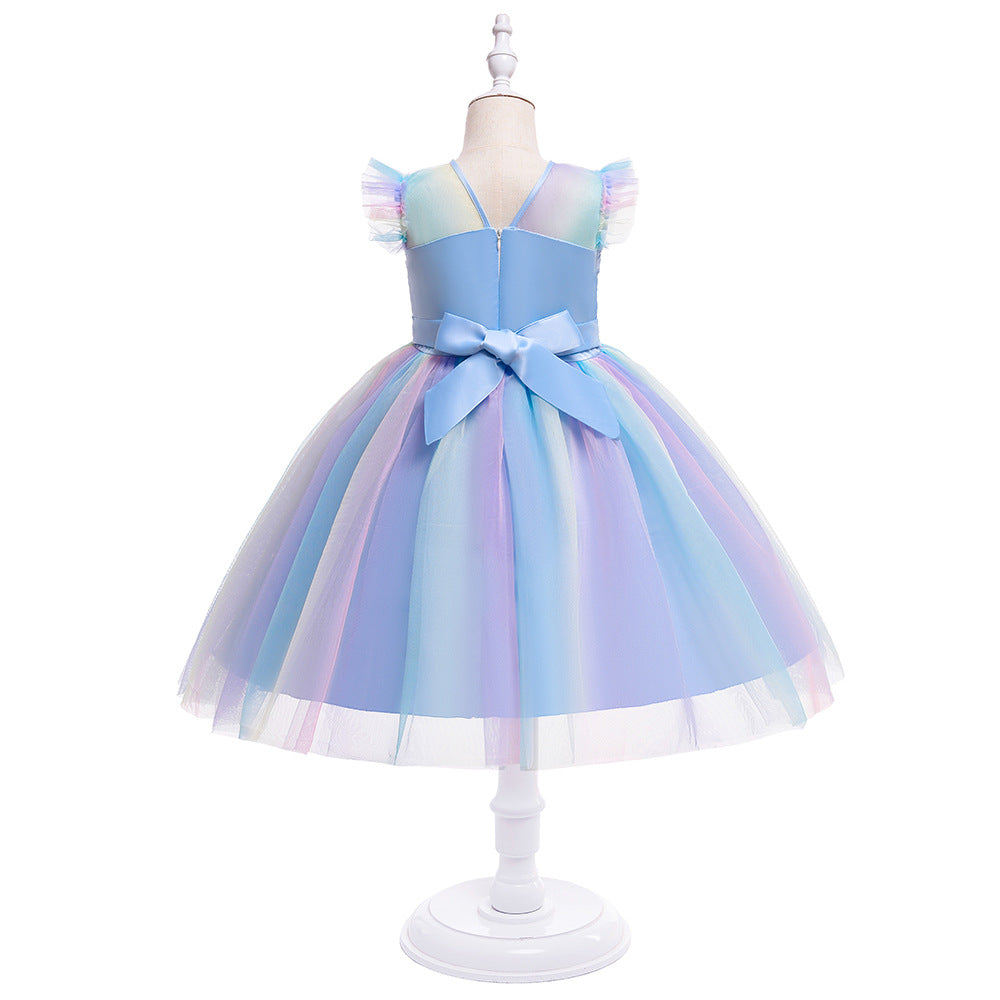 HP170 Outong Yoliyolei Girls Sky Blue Elsa Anna Dress Costume For Halloween Dress Up Kids Princess Snow Queen Ealsa Dresses