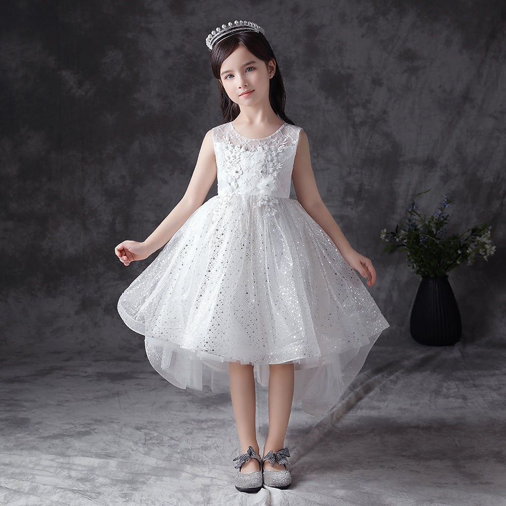 HP178 Outong Yoliyolei Ribbon Baby Girl Dresses Sequin Spangle Elegant Luxury Summer Dress Sleeveless Princess Snow White Evening Dresses For 5 6 7 8 Years Girl