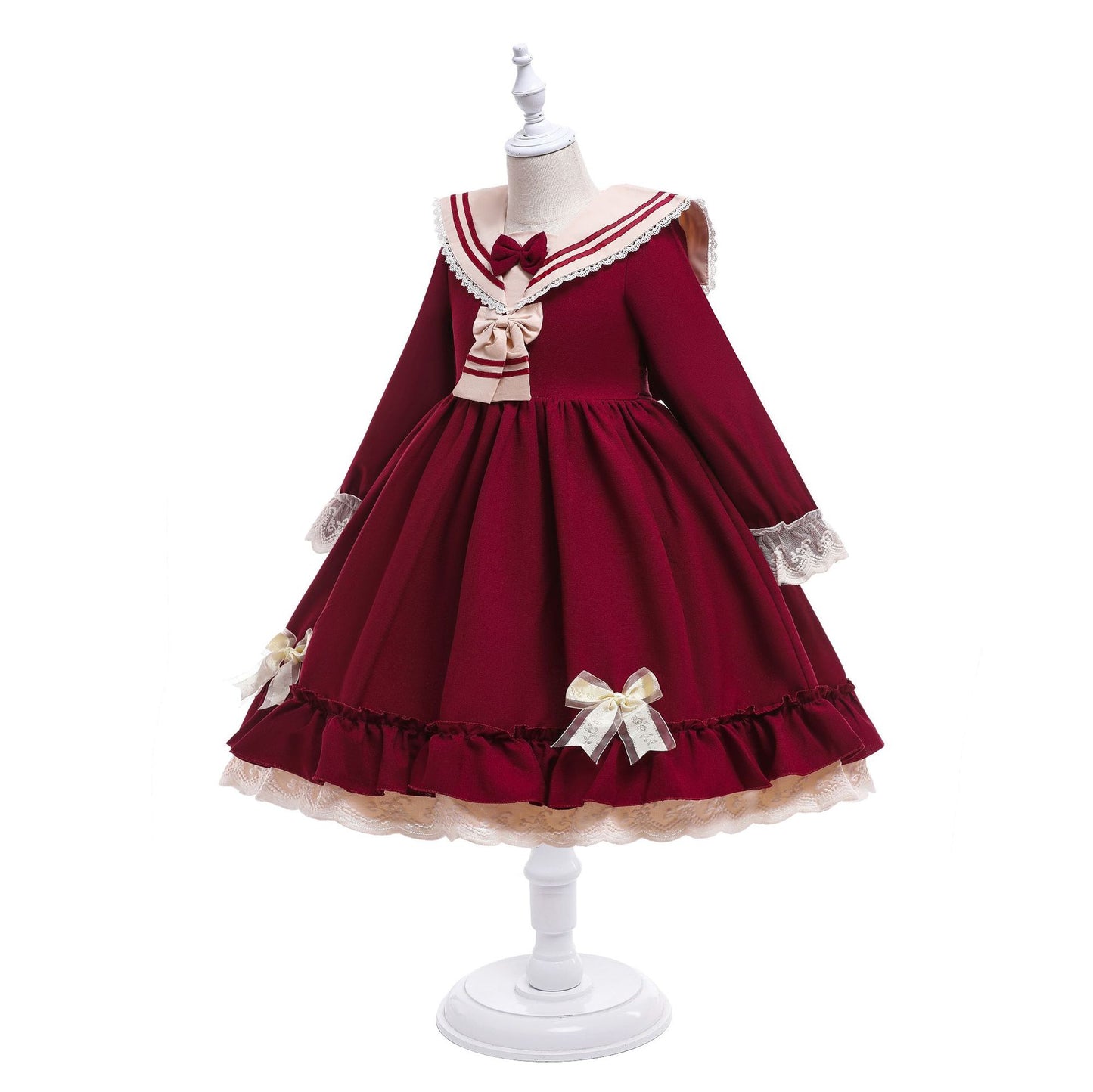 HP250 Outong Yoliyolei Sweet Wind Baby Girl Lolita Style Dress Bow Decoration Long Princess Dresses For Girls