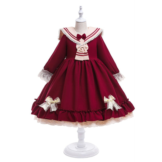 HP250 Outong Yoliyolei Sweet Wind Baby Girl Lolita Style Dress Bow Decoration Long Princess Dresses For Girls