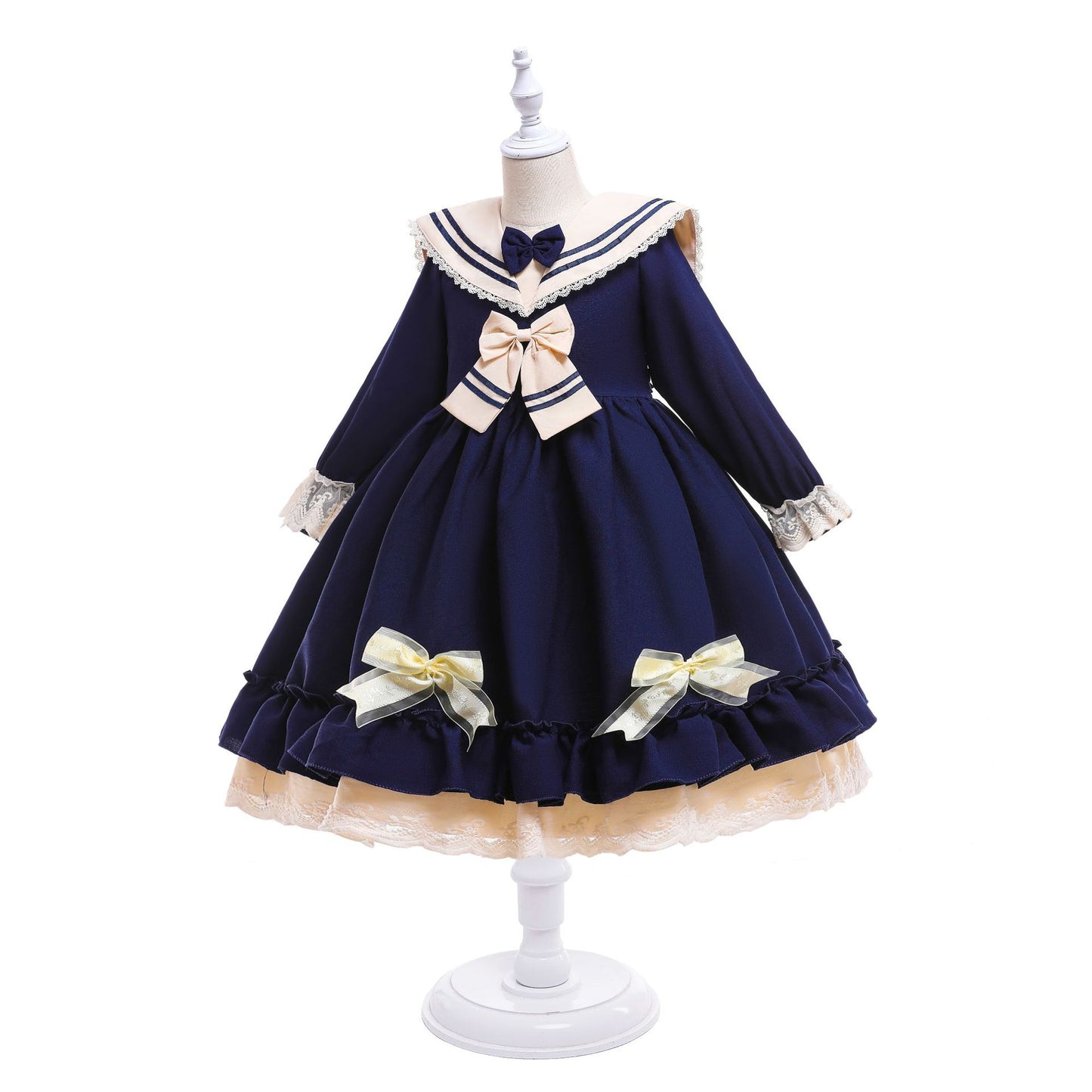 HP250 Outong Yoliyolei Sweet Wind Baby Girl Lolita Style Dress Bow Decoration Long Princess Dresses For Girls