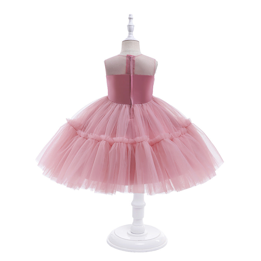 LS6049 Outong Yoliyolei 2-8Y Sleeveless Mesh Princess Dress Tutu Newborn Girl Wedding Party Dress Baby