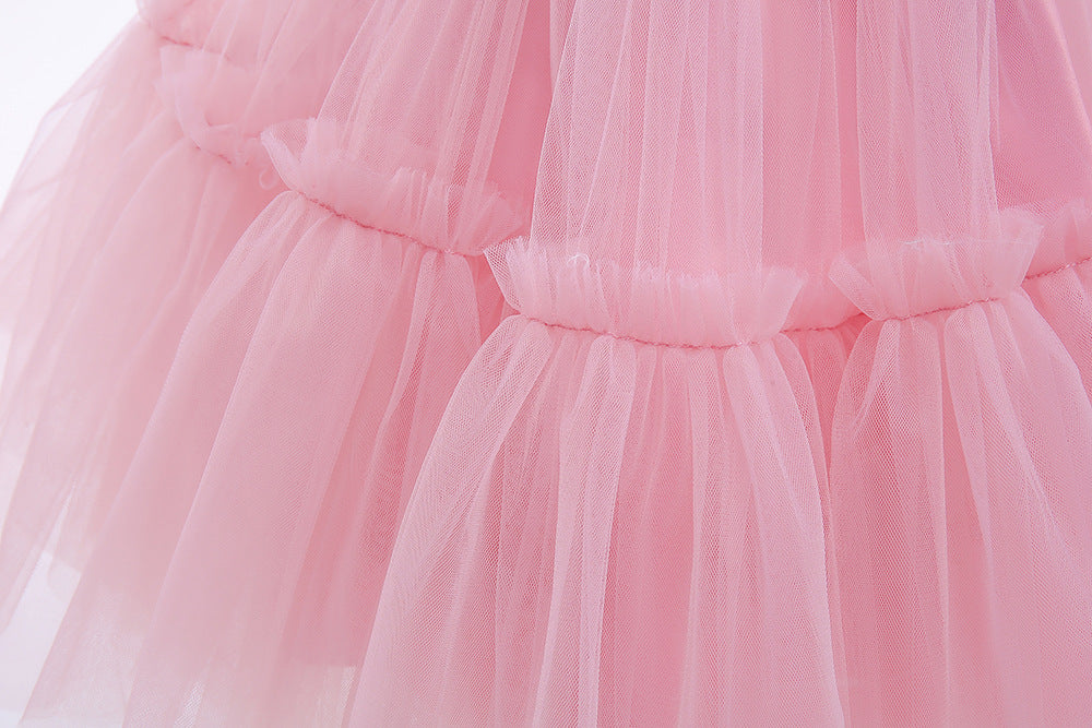 LS6049 Outong Yoliyolei 2-8Y Sleeveless Mesh Princess Dress Tutu Newborn Girl Wedding Party Dress Baby