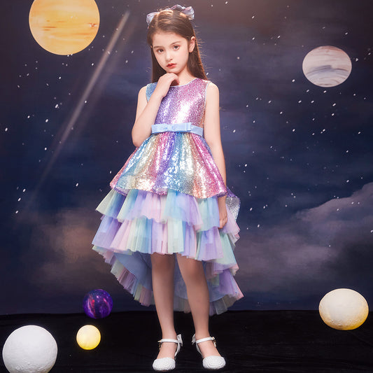 LS6063 Outong Yoliyolei Trailing Tutu Frocks For Girls 2T-14T Princess Girl Party Dress Luxury Puffy Birthday Sequin Dress For Children Girls