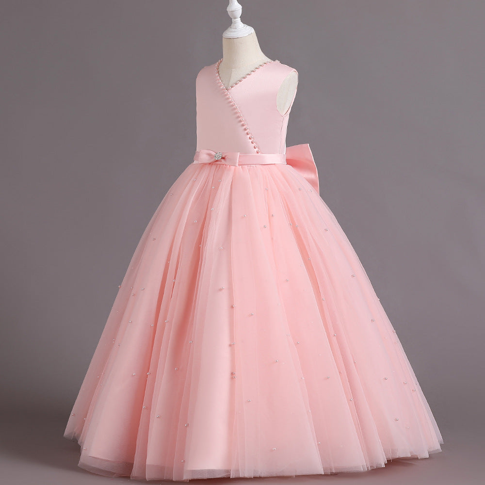 LS6069 Outong Yoliyolei Hot Sell Girls Pink Glitter Tutu Dress Kids Crochet Sparkle Tulle Dress Long Ball Gown Children Birthday Party Costume Princess Dress