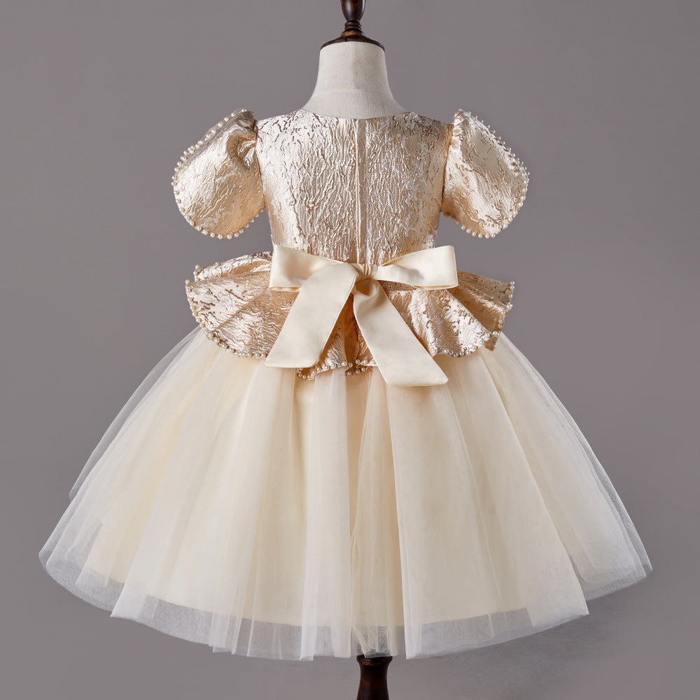 LS6074 Outong Yoliyolei Summer Sequin Big Bow Baby Girl Dress 1st Birthday Party Wedding Dress For Girl Princess Evening Dresses Kid Clothes