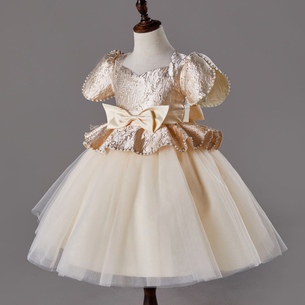 LS6074 Outong Yoliyolei Summer Sequin Big Bow Baby Girl Dress 1st Birthday Party Wedding Dress For Girl Princess Evening Dresses Kid Clothes