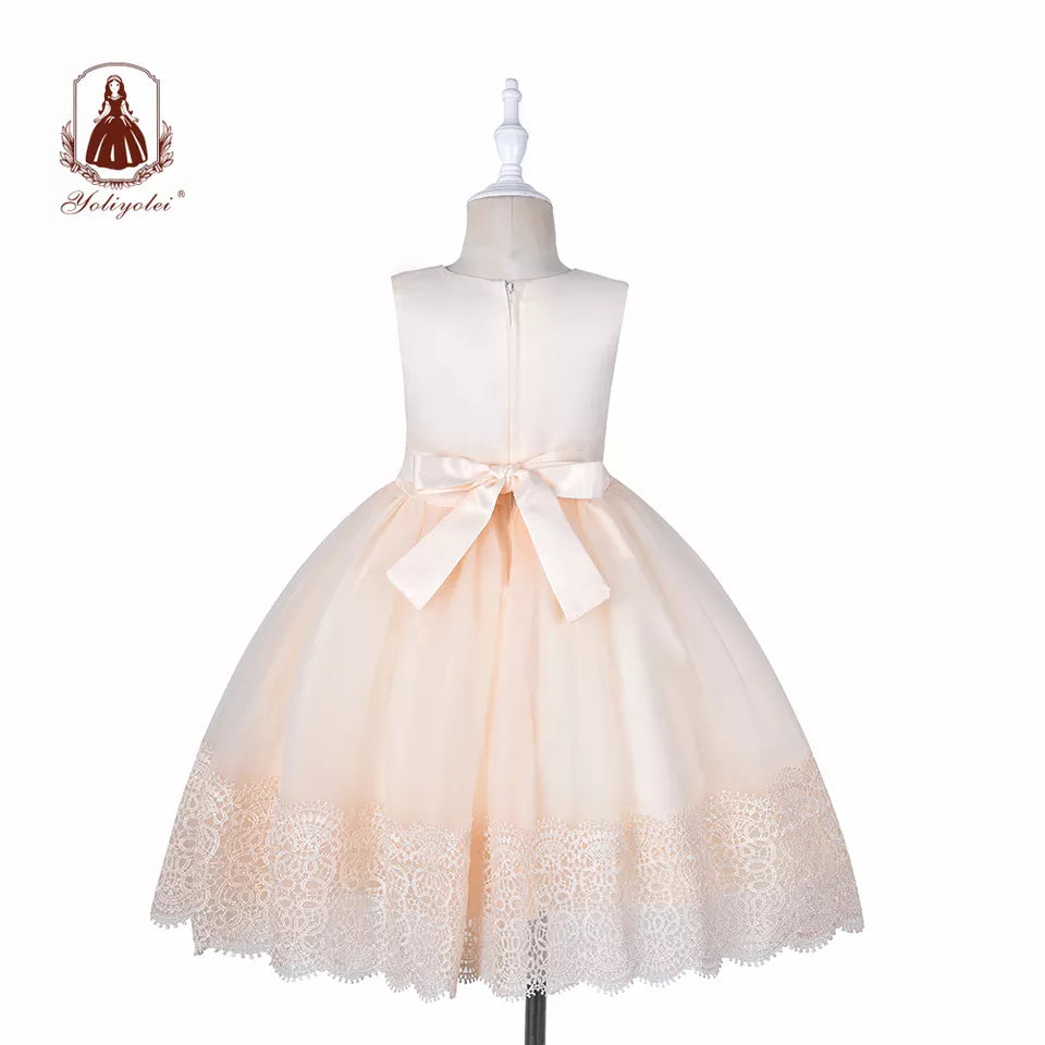 K18010 New Arrival Dress bud silk printing birthday party Wedding girl's Dress for summer