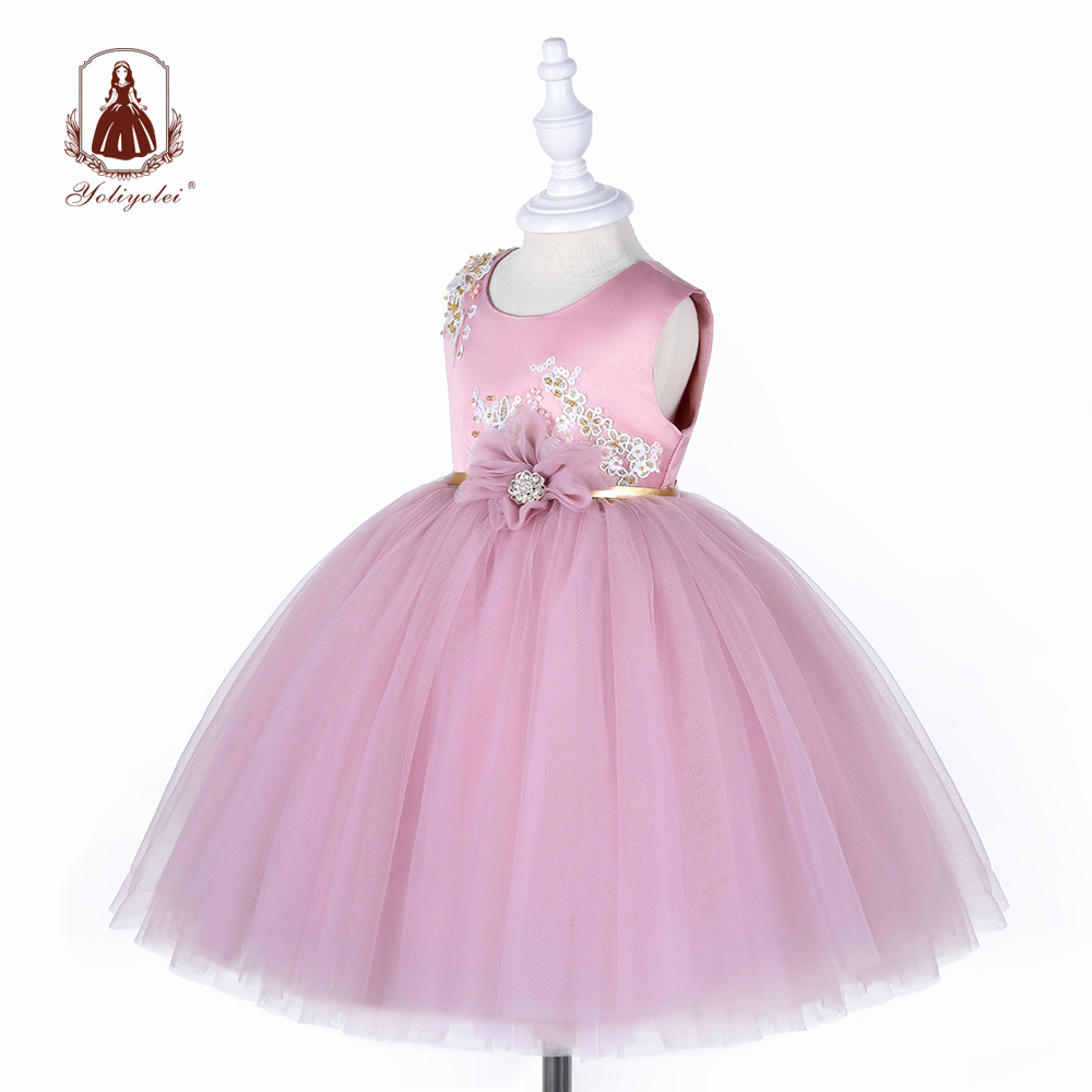 2020 Summer Flower Girls Tutu Dress for Birthday 2 to 5 Years Children Perform Show Wedding Festival Girls Party Dresses