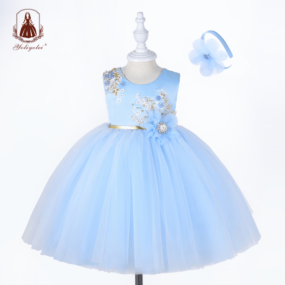 2020 Summer Flower Girls Tutu Dress for Birthday 2 to 5 Years Children Perform Show Wedding Festival Girls Party Dresses