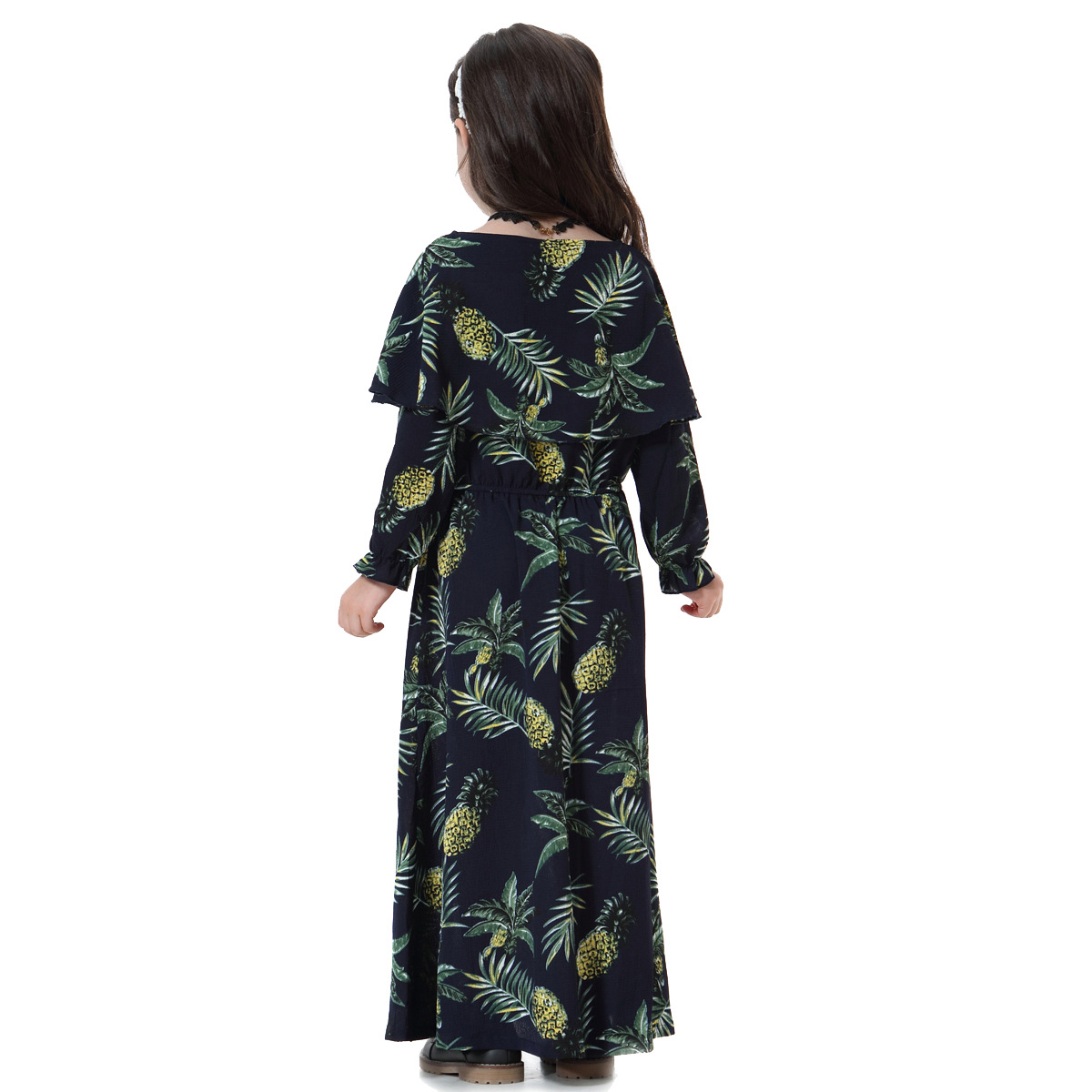 New Muslim Kids Girls Floral Dresses Long Sleeves Wedding Party Costumes Eid Muslim Kids Prayer Dresses