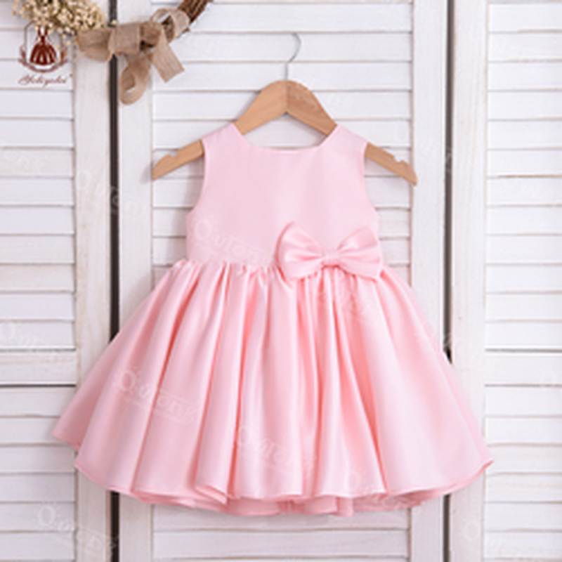 Kids Cloth Fashion Sweet Formal Hot Pink Bow Summer Toddler Wedding Birthday Prom Girls' Dresses for Girl 2-5 Years Old