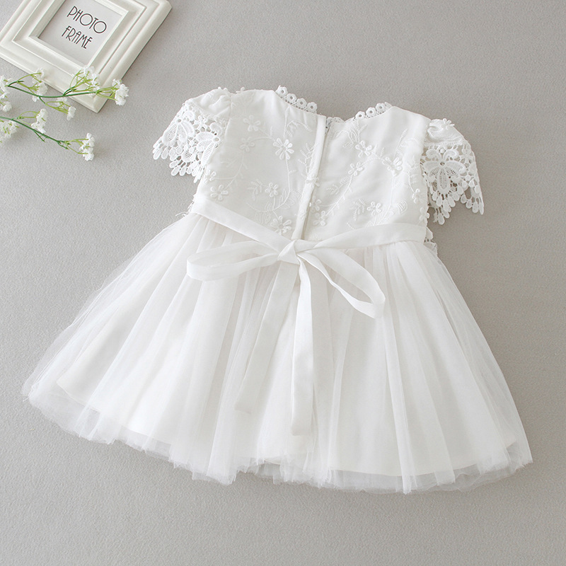 New Handmade Formal Kids Christening Blessing Gown Newborn Infant Toddler Baby Baptism Birthday Girls' Dresses with Bonnet