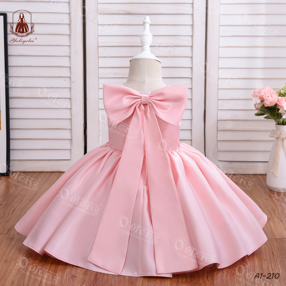 Kids Cloth Fashion Sweet Formal Hot Pink Bow Summer Toddler Wedding Birthday Prom Girls' Dresses for Girl 2-5 Years Old