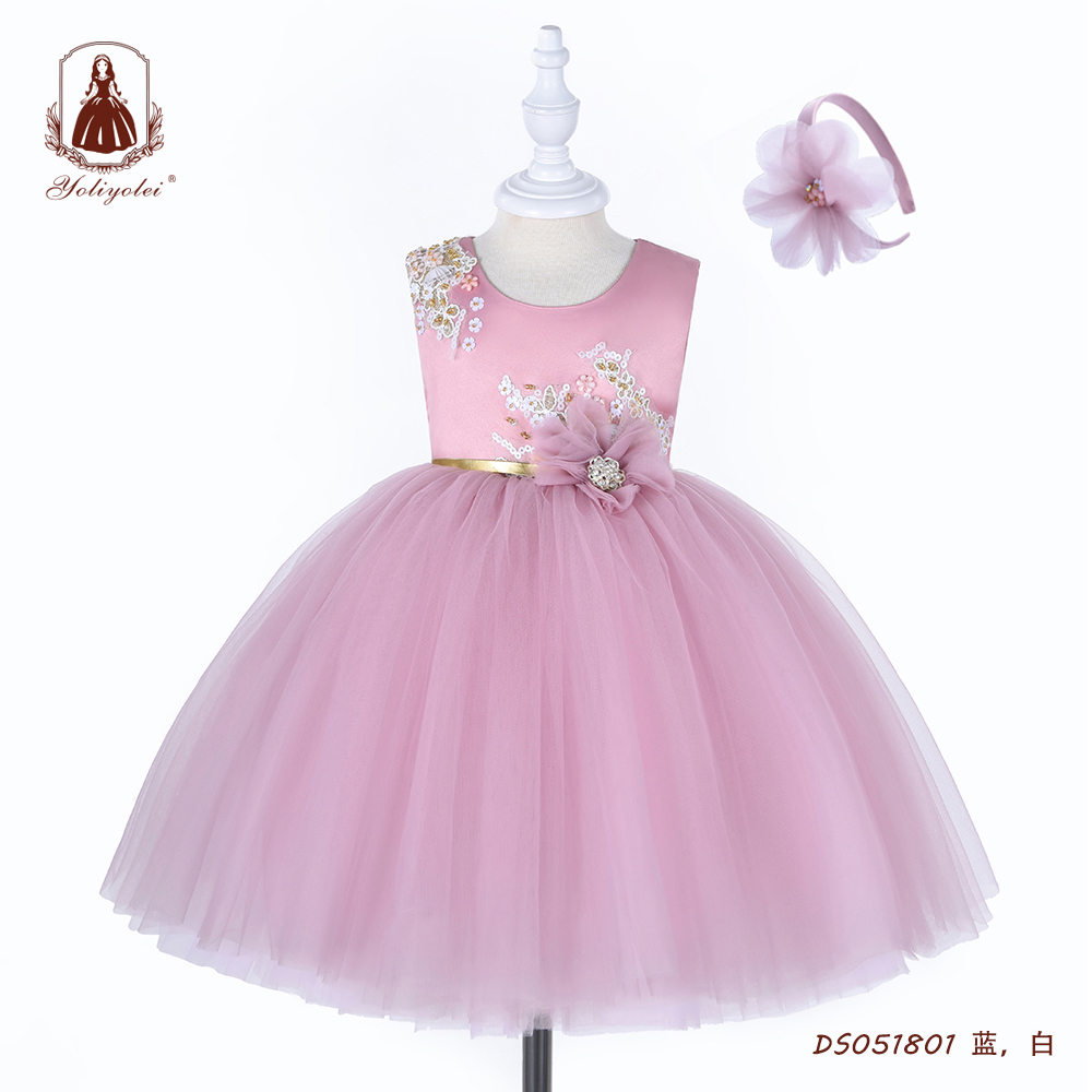 2020 Summer Flower Girls Tutu Dress for Birthday 2 to 5 Years Children Perform Show Wedding Festival Girls Party Dresses