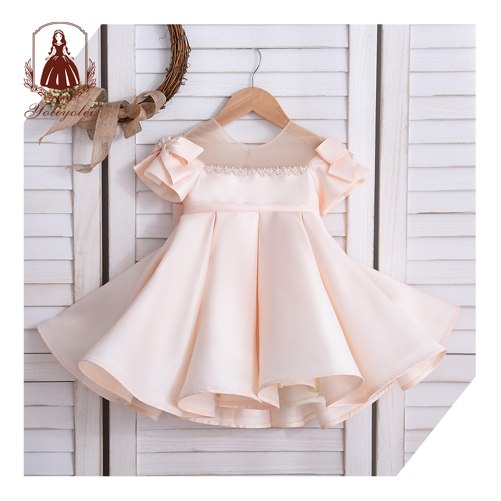 Summer Beaded Kids Cloth Boutique Custom Stain Vestidos Nias Girl Swing Dresses Toddler Kids 1St Birthday Dress for Girl