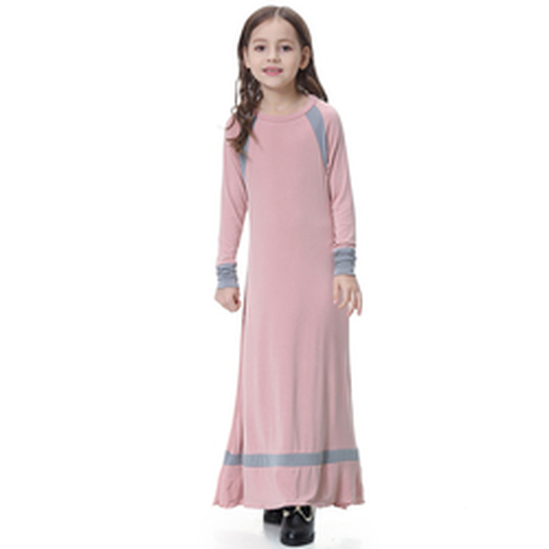 Wholesale Kids Muslim Arabian Long Sleeve Long Dresses Wedding Party Dresses Girls Muslim Dresses