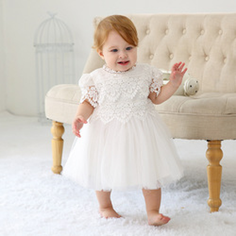 New Handmade Formal Kids Christening Blessing Gown Newborn Infant Toddler Baby Baptism Birthday Girls' Dresses with Bonnet