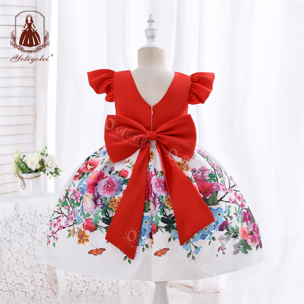 SA01 Yoliyolei Toddler Girl Dress Top-ranking Suppliers Outong Vestidos De Ninas Party Girls Printed Flower Dresses For Kids