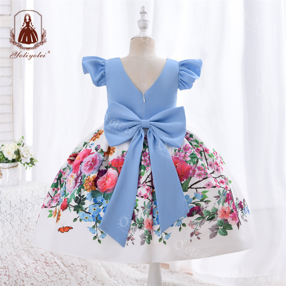 SA01 Yoliyolei Toddler Girl Dress Top-ranking Suppliers Outong Vestidos De Ninas Party Girls Printed Flower Dresses For Kids