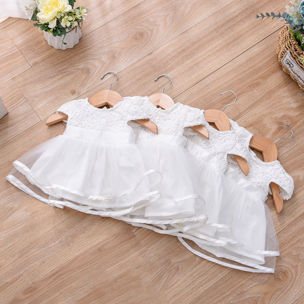 S2081 Fancy Dress White Wedding Infant Baptism Dress Kids First Birthday Girl Party Gowns Christening Dress For Girl