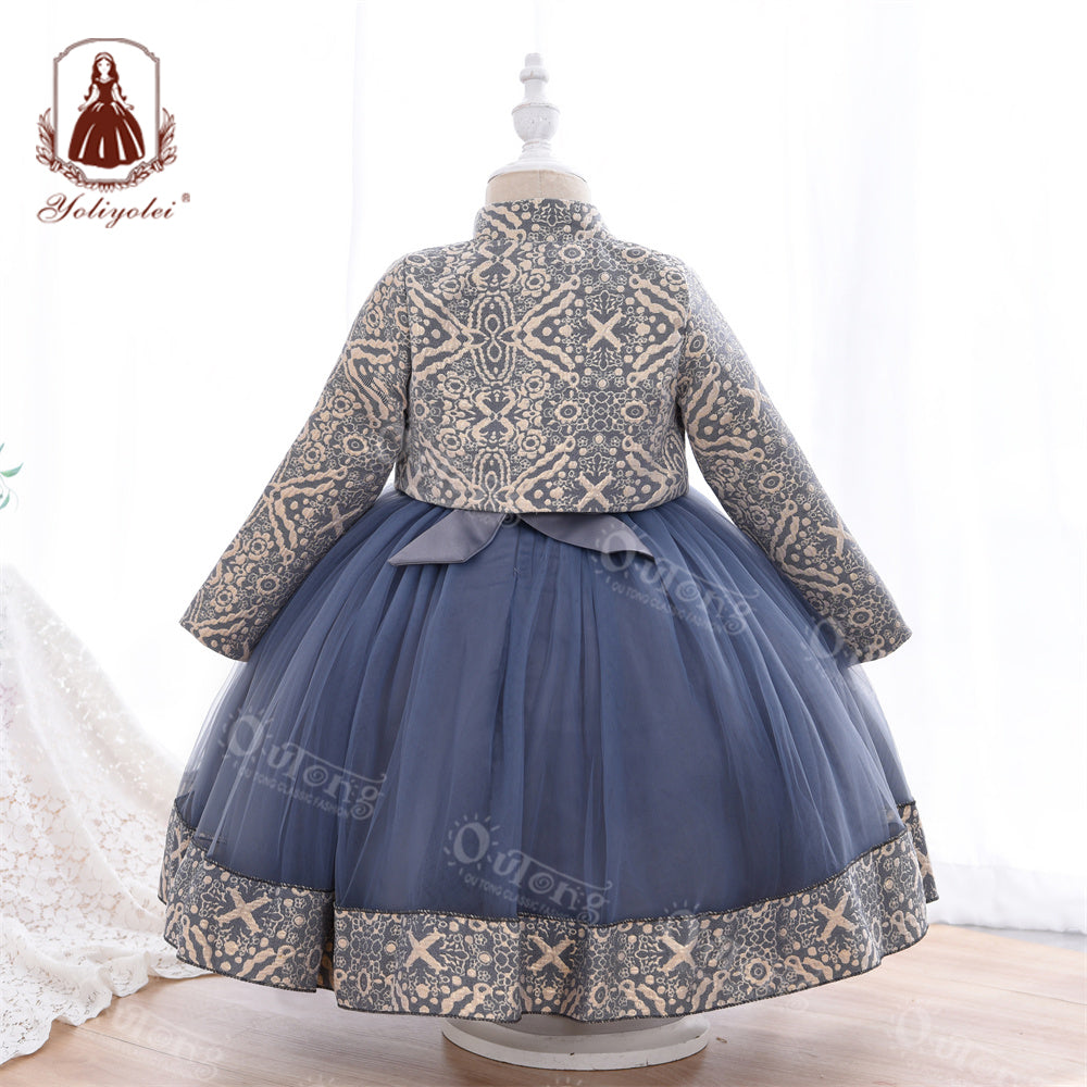 RU009 3 to 9 Years Outong Best Quality Kids Clothes Easter Dress Long Sleeve Robe Pour Fillettes Collection