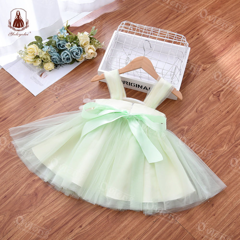 Wb001 New Summer Fashion Sweet Girls Sleeveless Tulle Sling Princess Dress Flower Design Elegant Party Girl Dress