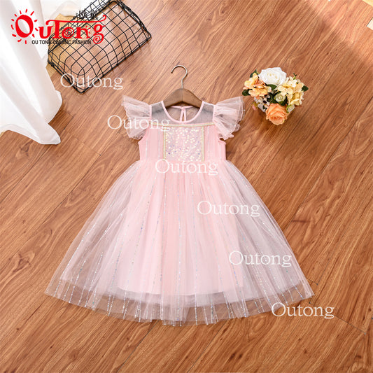 XX001 Summer Lovely Baby Kids Flower Printed Dress for Casual Sleeveless Birthday Party Dress