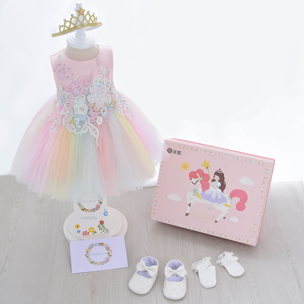 G007 Latest Design Kids Child Dress Gift Box Puffy Cake Layered Cute Clothes Sets Sweet Baby Girls' Birthday Party Tutu Dresses