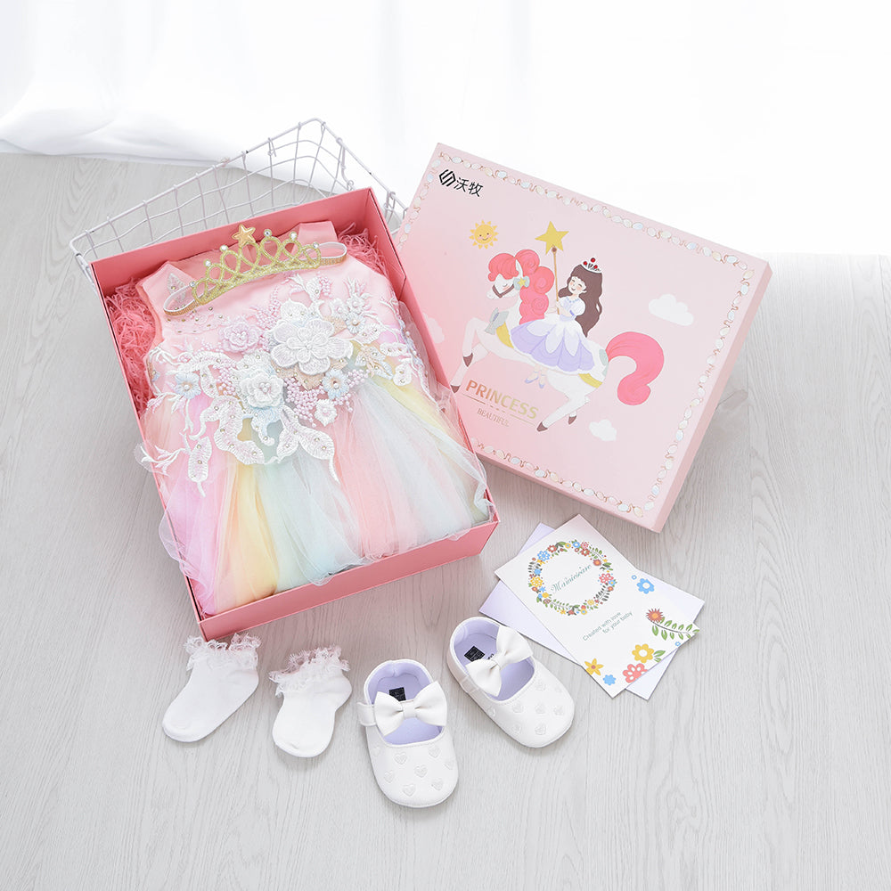 G007 Latest Design Kids Child Dress Gift Box Puffy Cake Layered Cute Clothes Sets Sweet Baby Girls' Birthday Party Tutu Dresses