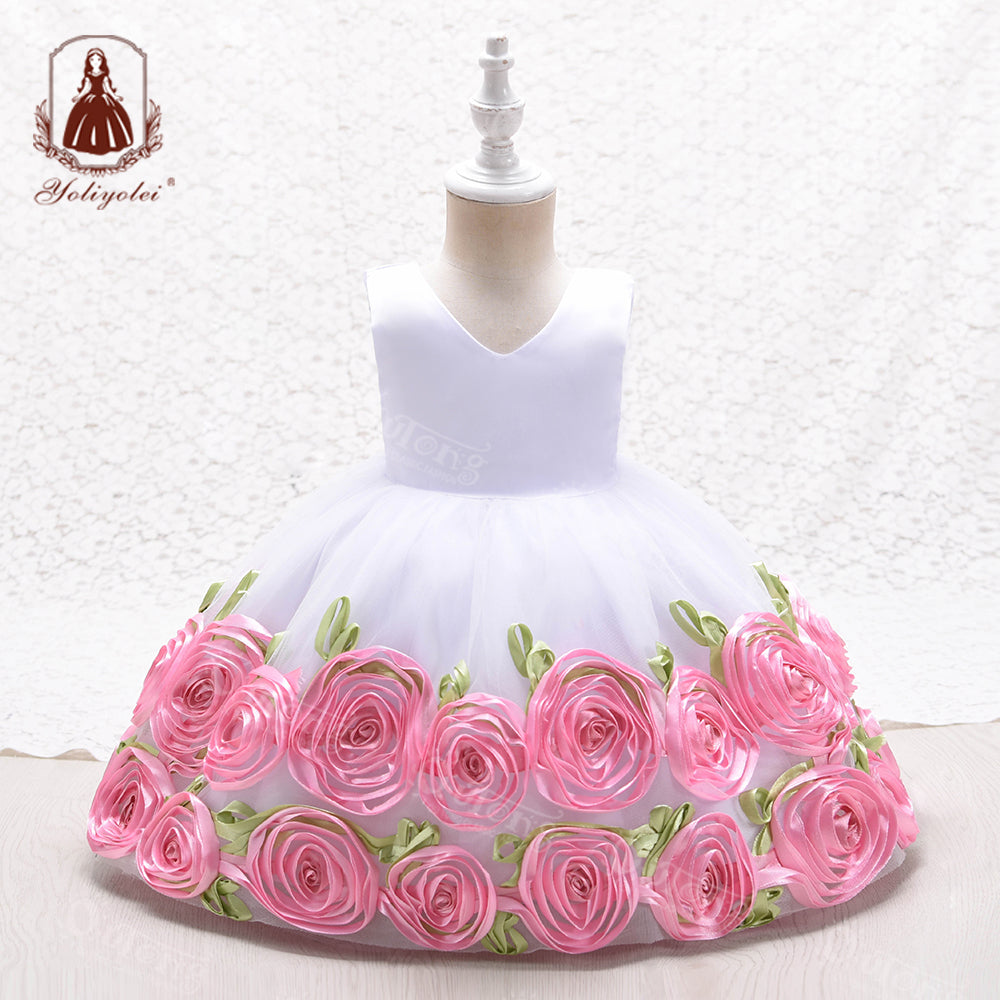 EA008 Outong Yoliyolei Flower Dress for Wedding Party Cute Princess Pageant Birthday Dress