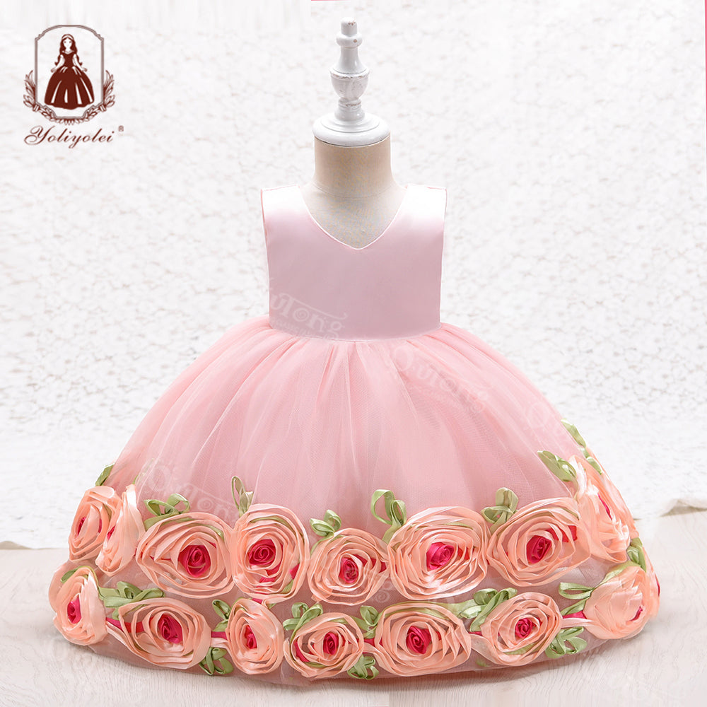 EA008 Outong Yoliyolei Flower Dress for Wedding Party Cute Princess Pageant Birthday Dress