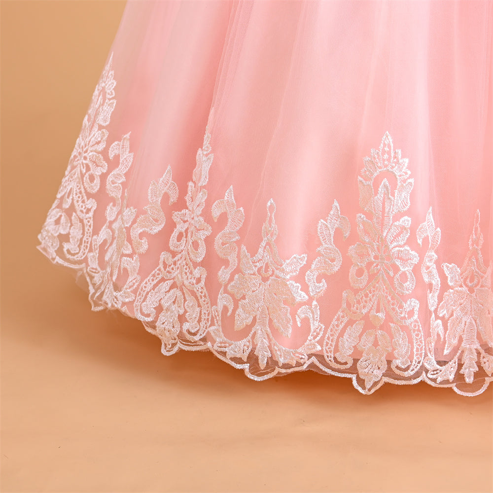 A1-571 Maxi Banquet Girls Dress Kids Clothes White Wedding Children Clothing Girl Embroidery Dresses