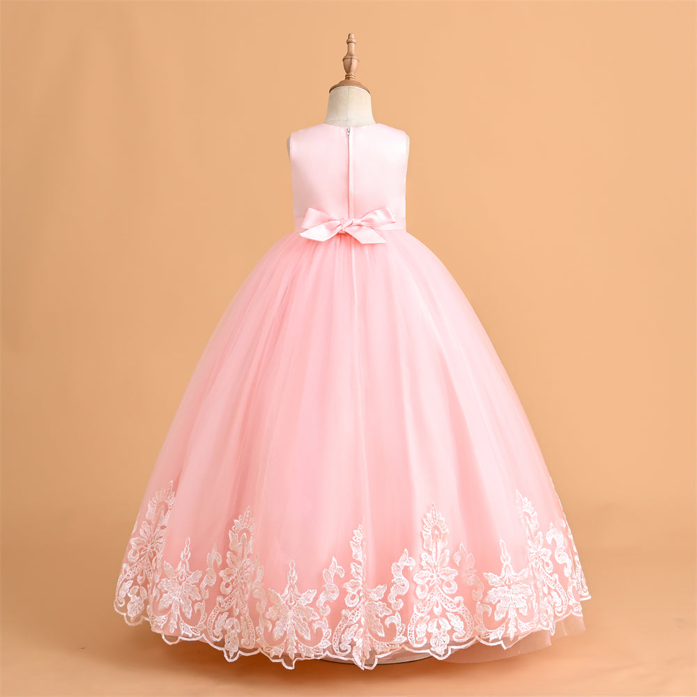 A1-571 Maxi Banquet Girls Dress Kids Clothes White Wedding Children Clothing Girl Embroidery Dresses