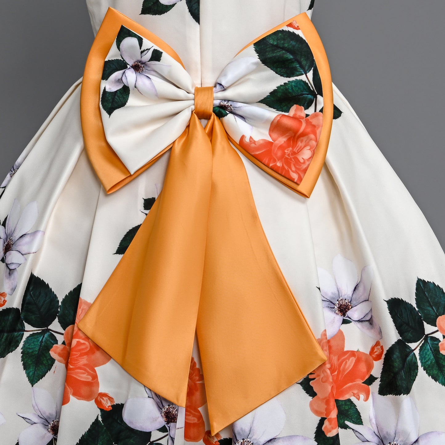 WA0287 Outong Yoliyolei Girl Flower Orange Color Tile-sleeve Print Dress