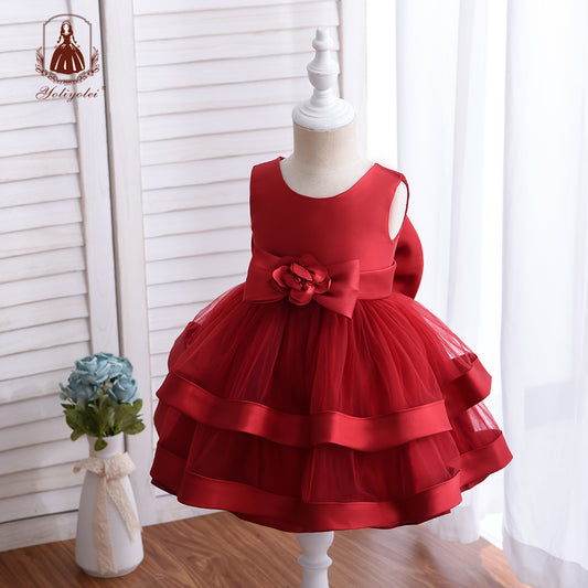 BK035 Teenage New Stylish Evening Green Girls Cotton Ball Gown Christmas Party Dress For 3-5 Year Old Girl Party Dresses