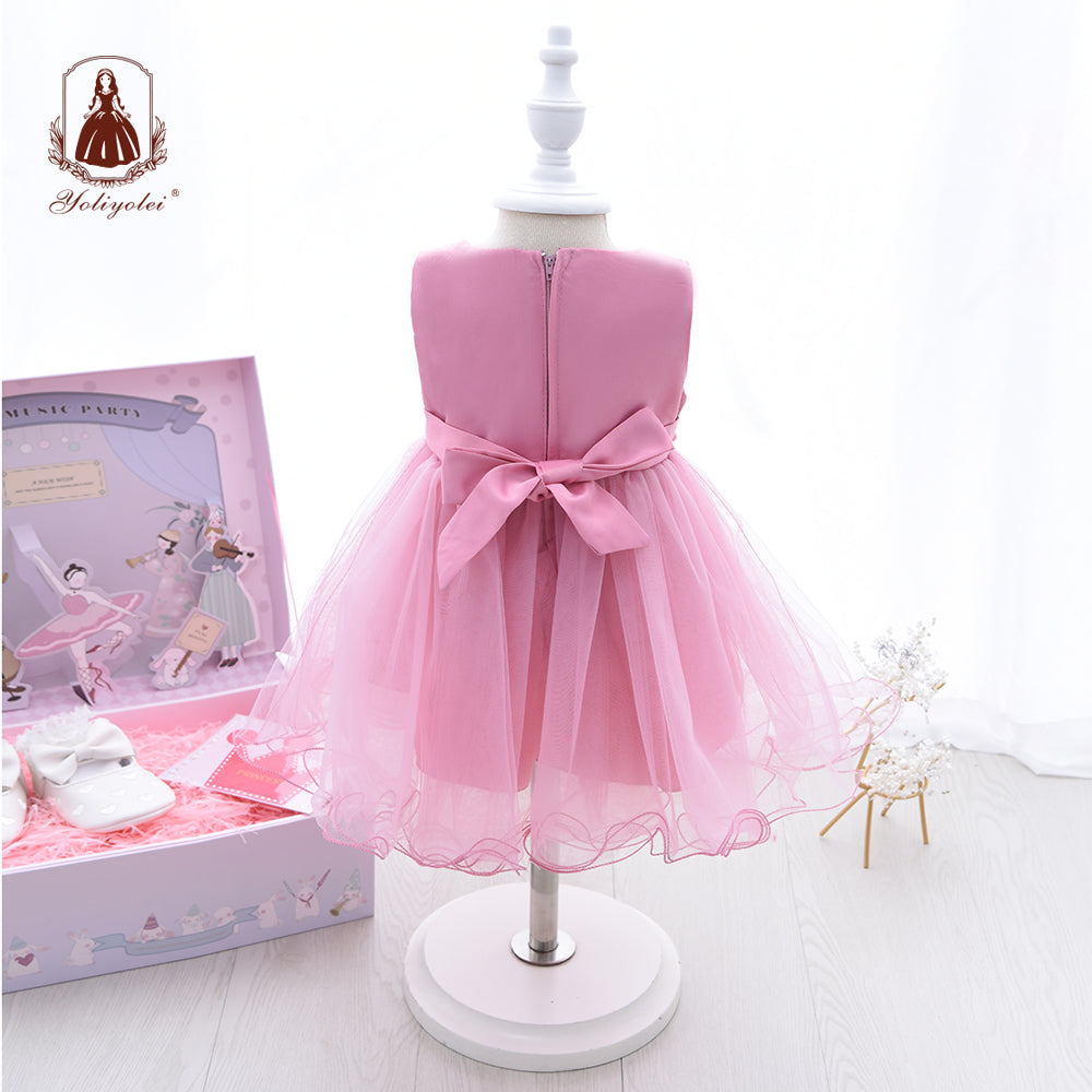 ZH38 ODM Custom Tutu Design Children Clothing Set Cute Layered Cake Birthday Baby Girls Kids Party Dresses With Applique