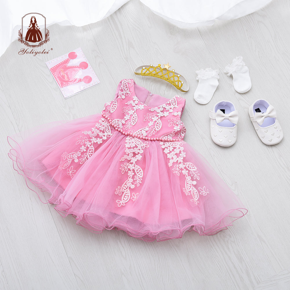 ZH38 ODM Custom Tutu Design Children Clothing Set Cute Layered Cake Birthday Baby Girls Kids Party Dresses With Applique