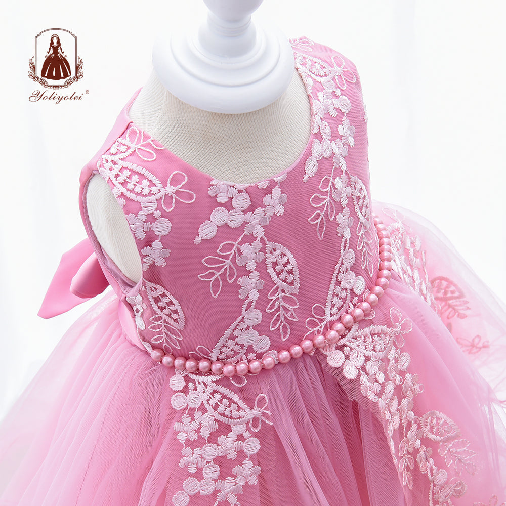 ZH38 ODM Custom Tutu Design Children Clothing Set Cute Layered Cake Birthday Baby Girls Kids Party Dresses With Applique