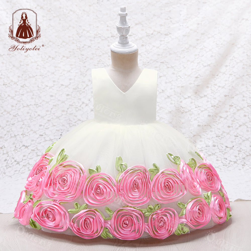 EA008 Outong Yoliyolei Flower Dress for Wedding Party Cute Princess Pageant Birthday Dress