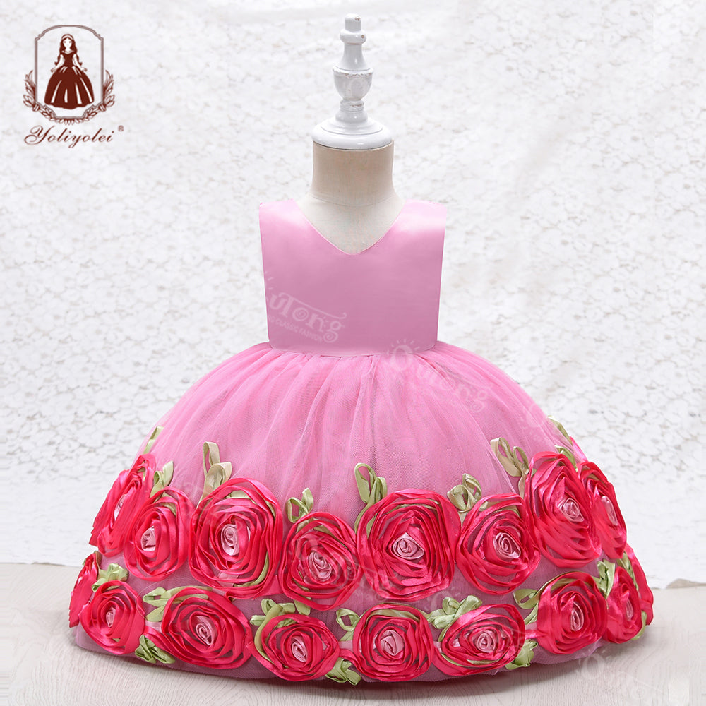 EA008 Outong Yoliyolei Flower Dress for Wedding Party Cute Princess Pageant Birthday Dress